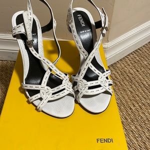 Fendi White Sandals size 6B or European 36 with original box